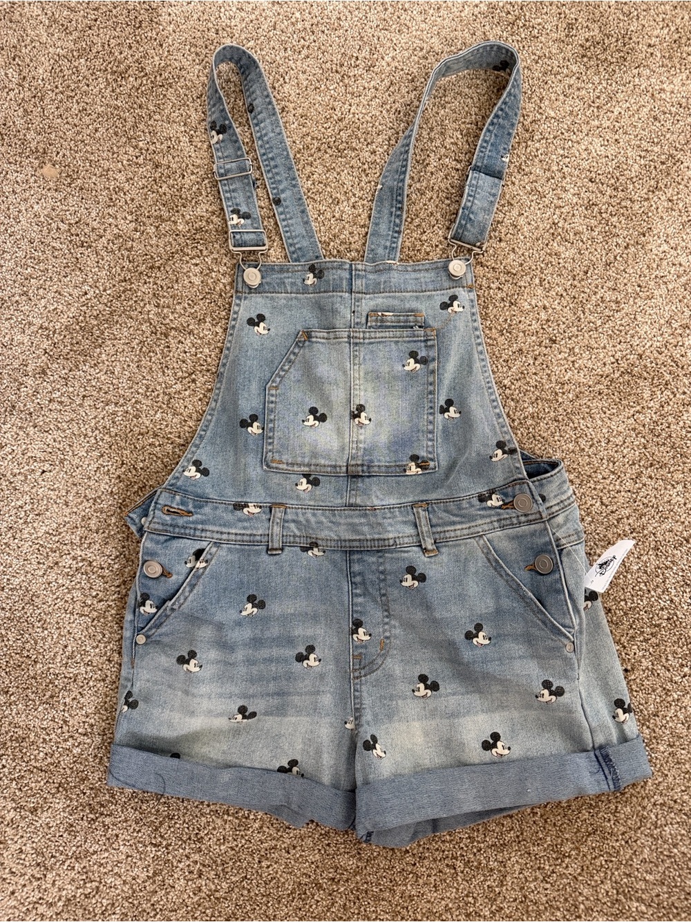 Disney Light Blue Denim Mickey Mouse Short Overalls